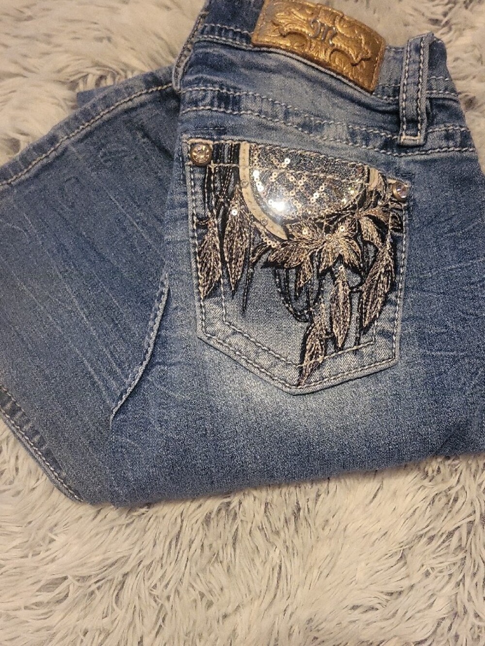Miss Me Blue Bootcut Jeans with Embroidered Back Pockets Size 26 - Picture 7 of 16